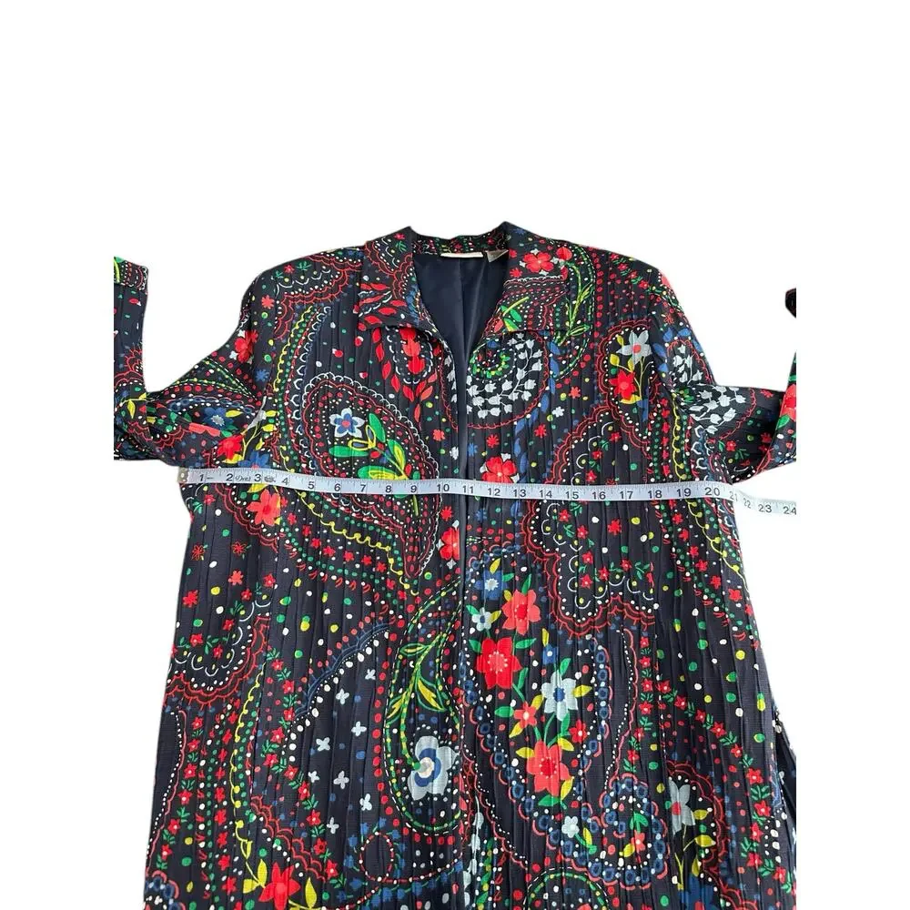 Alfred Dunner Plus Blue Red‎ Floral Colorful Fun Playful Open Front Blazer 14